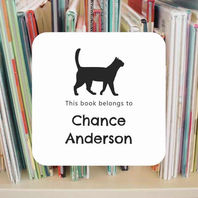 Cuadrada Pegatina de la placa de la silueta del gato (Subido por el creador)