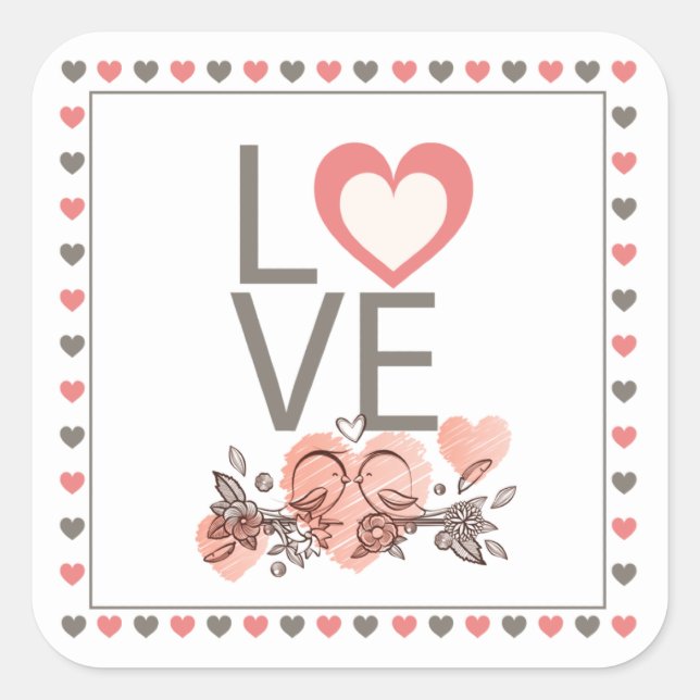 Cuadrada Pegatina de la plaza Aves Amores (Anverso)
