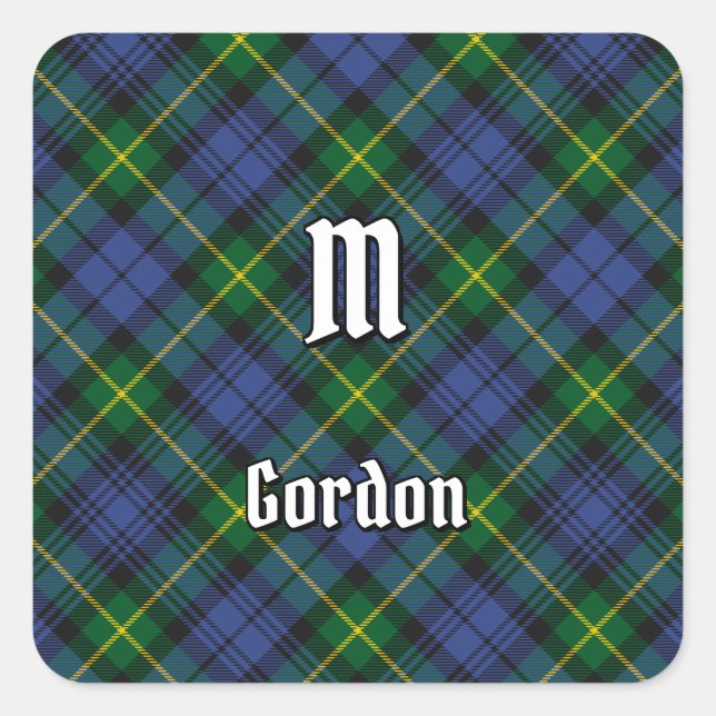 Cuadrada Pegatina de la Plaza Clan Gordon Tartan (Anverso)