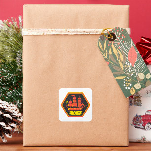 Cuadrada Pegatina de la Plaza de Barco del Clipper Históric