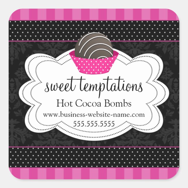 Cuadrada Pegatina de la Plaza de Bombas de chocolate calien (Anverso)