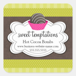 Cuadrada Pegatina de la Plaza de Bombas de chocolate calien