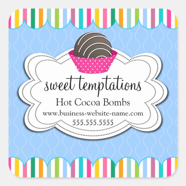 Cuadrada Pegatina de la Plaza de Bombas de chocolate calien (Anverso)