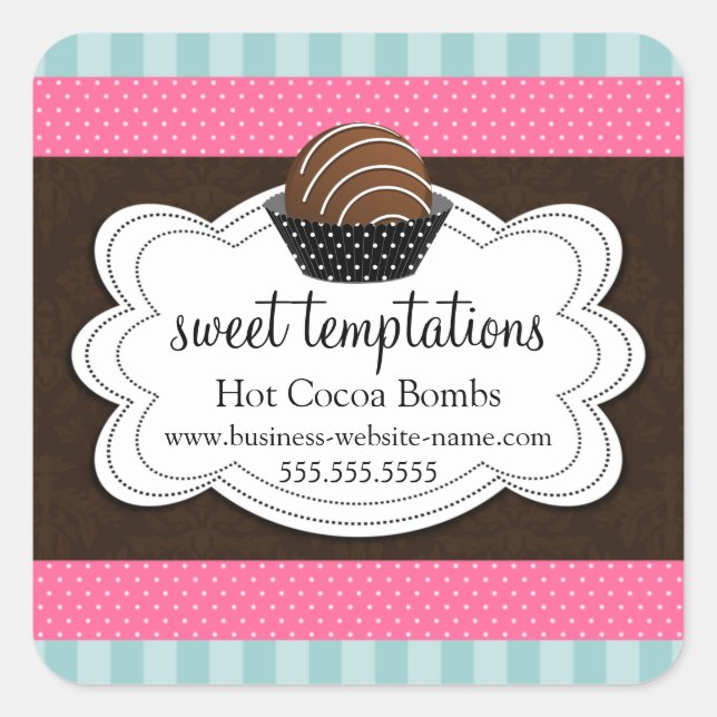 Cuadrada Pegatina de la Plaza de Bombas de chocolate calien (Anverso)