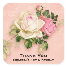 Pegatina de la Plaza de Cumpleaños Rosa y Rosa Bla