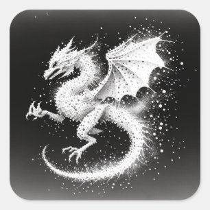 Cuadrada Pegatina de la Plaza de Elementales Aéreos Dragon