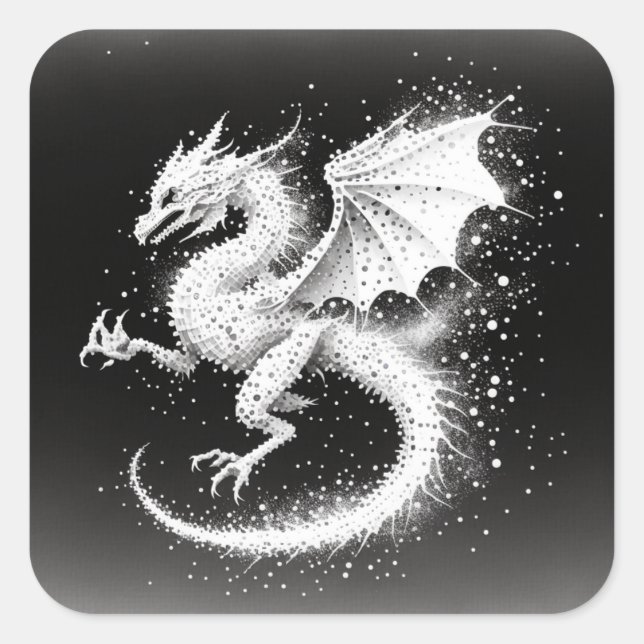 Cuadrada Pegatina de la Plaza de Elementales Aéreos Dragon (Anverso)