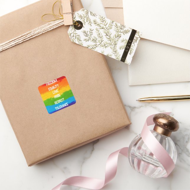 Cuadrada PEGATINA de la Plaza de la Bandera Arcoiris LGBT - (Regalar)