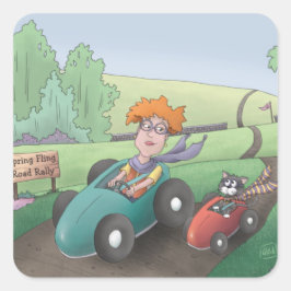 Cuadrada Pegatina de la Plaza de la Carretera de Cat Lady