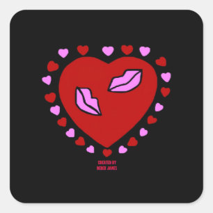 Cuadrada Pegatina de la Plaza de los Besos de Corazón