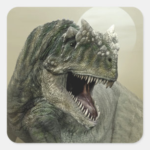 Cuadrada Pegatina de la Plaza de los Dinosaurios de Allosau