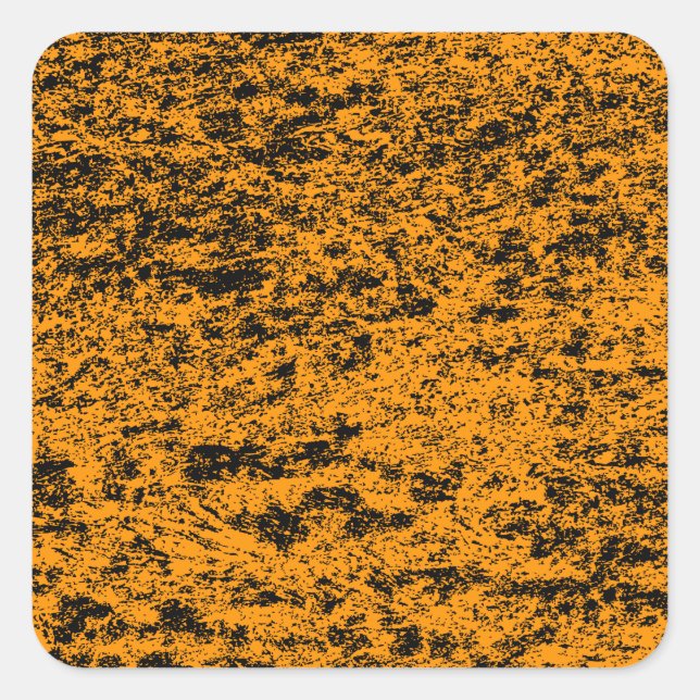 Cuadrada Pegatina de la plaza de mármol negro y Naranja (Anverso)