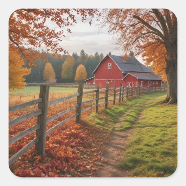 Cuadrada Pegatina de la plaza de otoño (Anverso)