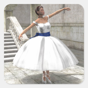 Cuadrada Pegatina de la Plaza Degas Ballerina