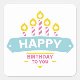 Cuadrada Pegatina de la plaza del cumpleaños feliz