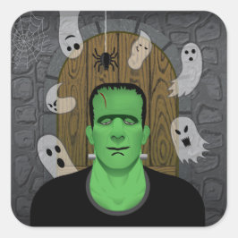 Cuadrada Pegatina de la Plaza Frankenstein y Ghosts