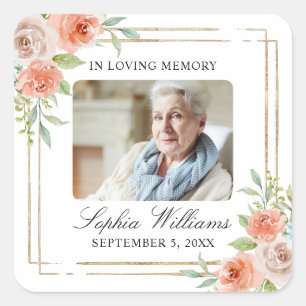 Cuadrada Pegatina de la Plaza Funeral de la Rosa Rosa y el 