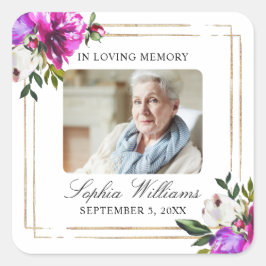 Cuadrada Pegatina de la Plaza Funeral Morado y Verde