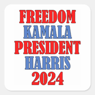 Cuadrada Pegatina de la plaza Kamala Harris Freedom 2024
