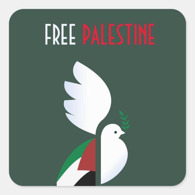 Cuadrada Pegatina de la Plaza Libre de Palestina | Solidari (Anverso)