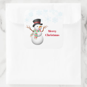 Cuadrada Pegatina de la Plaza Snowman