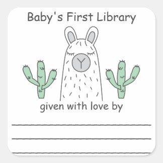 Cuadrada Pegatina de la primera biblioteca de Llama