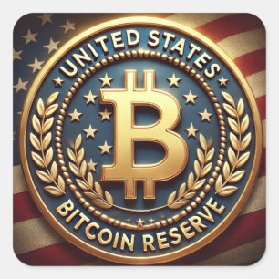 Cuadrada Pegatina de la Reserva de Bitcoin de los Estados U