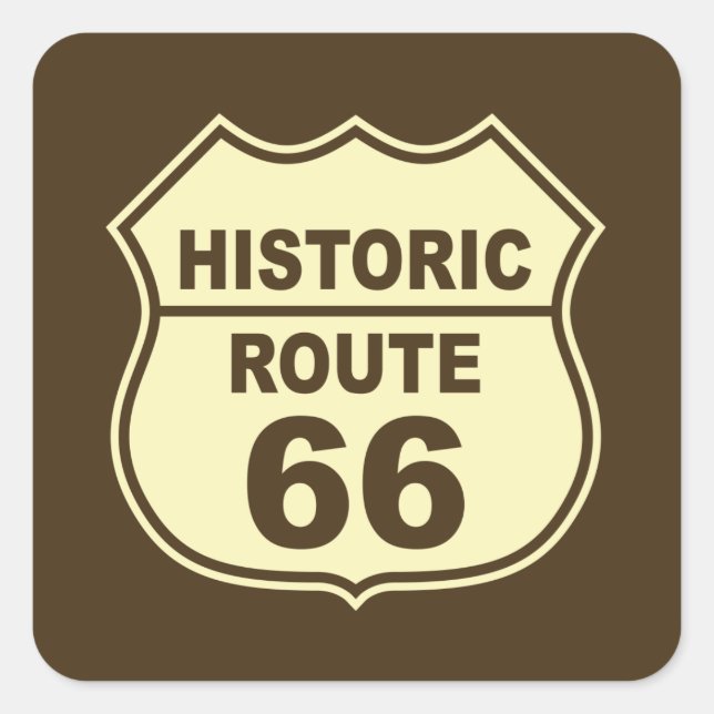 Cuadrada Pegatina de la ruta histórica 66 (Anverso)