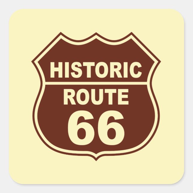Cuadrada Pegatina de la ruta histórica 66 (Anverso)