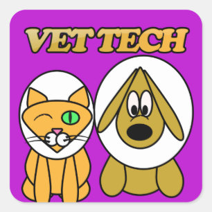 CUADRADA PEGATINA DE LA TECNOLOGÍA DEL VETERINARIO POR