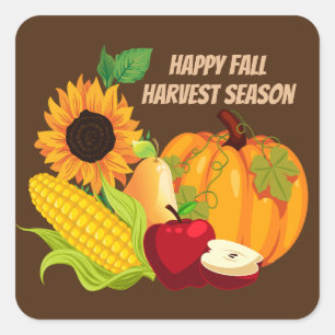 Cuadrada Pegatina de la temporada de Happy Fall Harvest