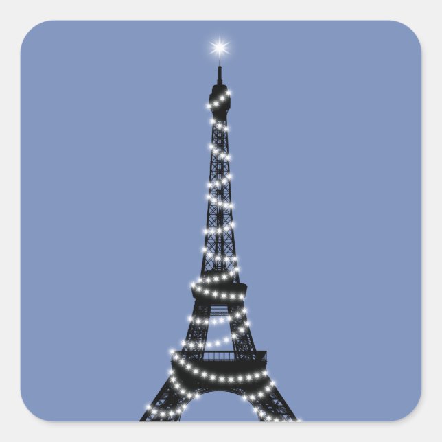 Cuadrada Pegatina de la Torre Eiffel Twinkle Light - periwi (Anverso)