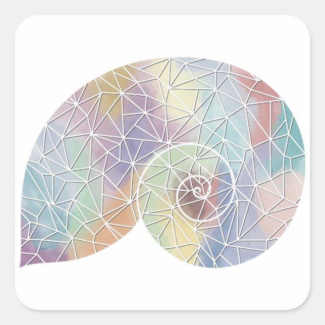 Cuadrada Pegatina de la trama del mosaico del papel Nautilu (Anverso)
