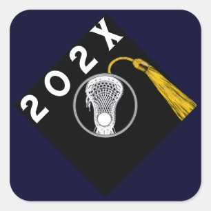 Cuadrada Pegatina de Lacrosse Team Senior Night Nav Blue Sq