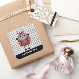 Cuadrada Pegatina de ladybug para el personalizado de palab