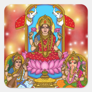 Cuadrada Pegatina de Lakshmi Ganesh