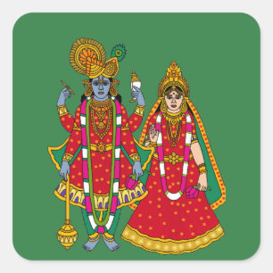 Cuadrada Pegatina de Lakshmi Narayan