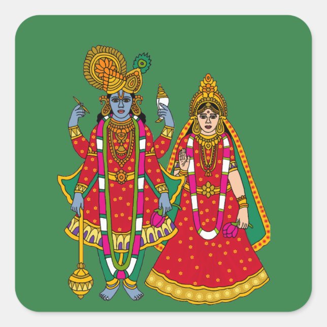 Cuadrada Pegatina de Lakshmi Narayan (Anverso)
