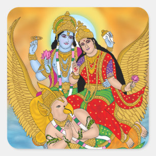 Cuadrada Pegatina de Lakshmi Narayan - Pegatina Espiritual 