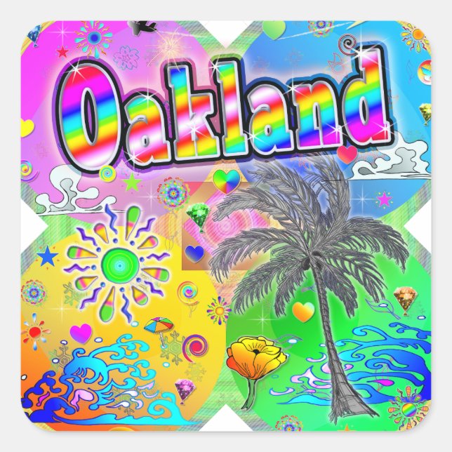 Cuadrada Pegatina de las estaciones de Oakland Quadro (Anverso)