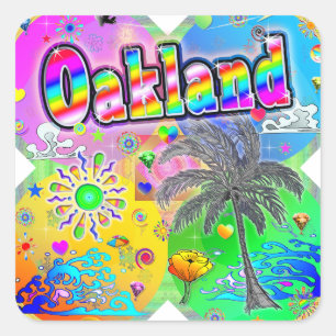 Cuadrada Pegatina de las estaciones de Oakland Quadro