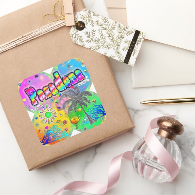 Cuadrada Pegatina de las estaciones de Pasadena Quadro (Regalar)