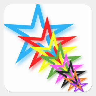 Cuadrada Pegatina de las estrellas del arcoiris