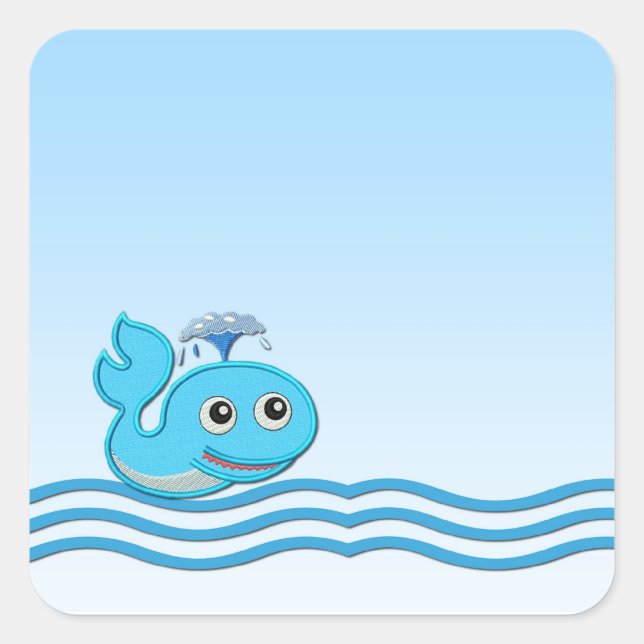 Cuadrada Pegatina de las olas de ballena (Anverso)