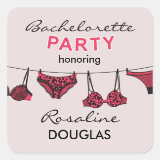 Cuadrada Pegatina de lencería de Bachelorette Party