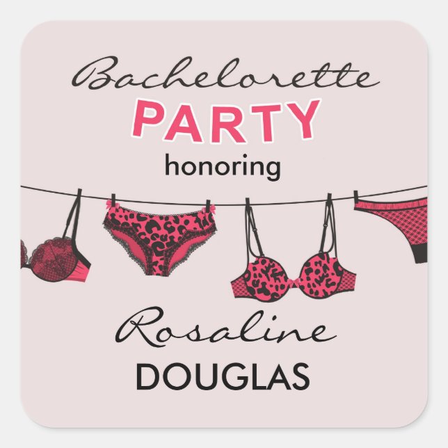 Cuadrada Pegatina de lencería de Bachelorette Party (Anverso)