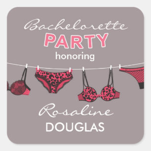 Cuadrada Pegatina de lencería de Bachelorette Party
