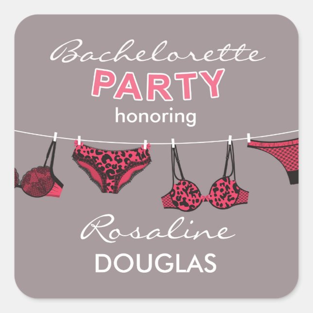 Cuadrada Pegatina de lencería de Bachelorette Party (Anverso)