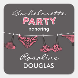 Cuadrada Pegatina de lencería de Bachelorette Party