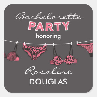 Cuadrada Pegatina de lencería de Bachelorette Party